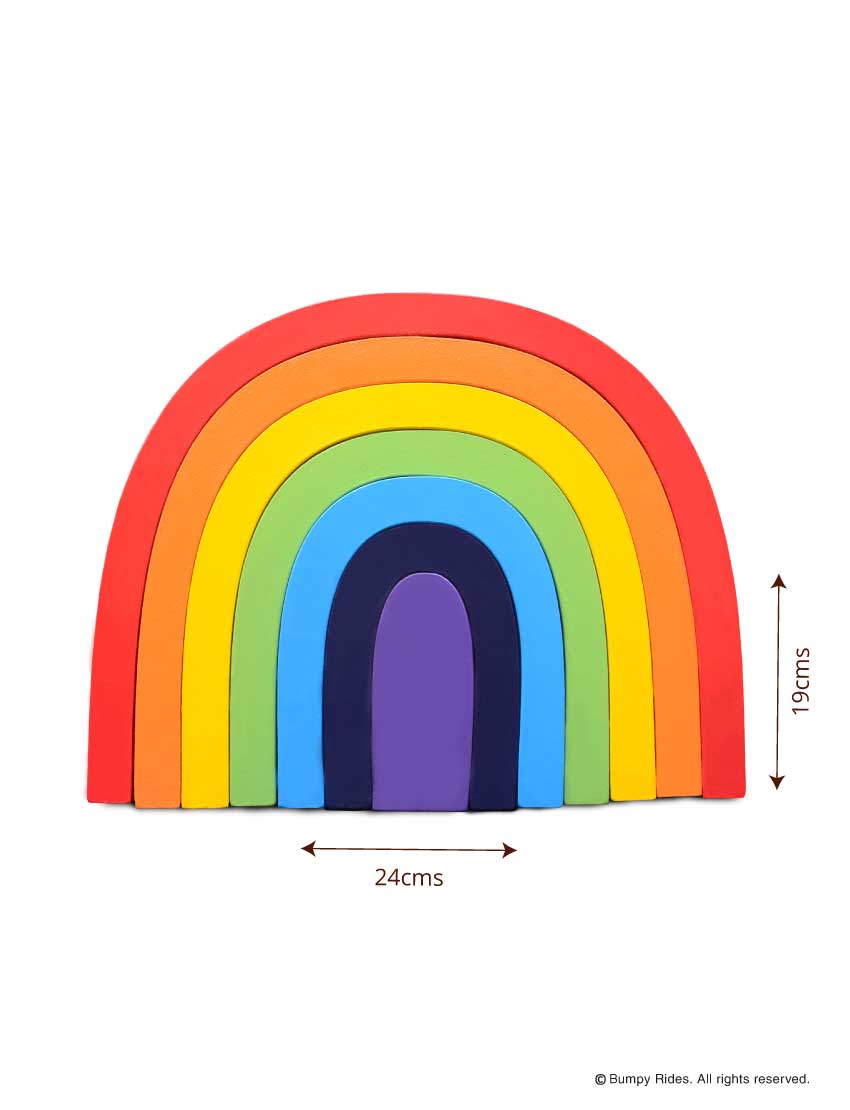 Wooden Arch Shaped Rainbow Stacker for Kids Play
