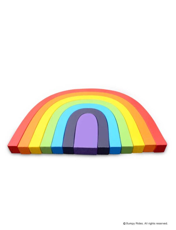 Wooden Arch Shaped Rainbow Stacker for Kids Play