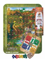 Jungle Themed Ludo Snake and Ladder Board Game for Kids - Fabric Printed | First Time In India