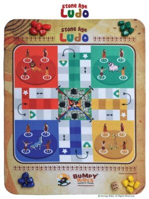Stoneage themed Ludo Game with Colourful Stone Coins