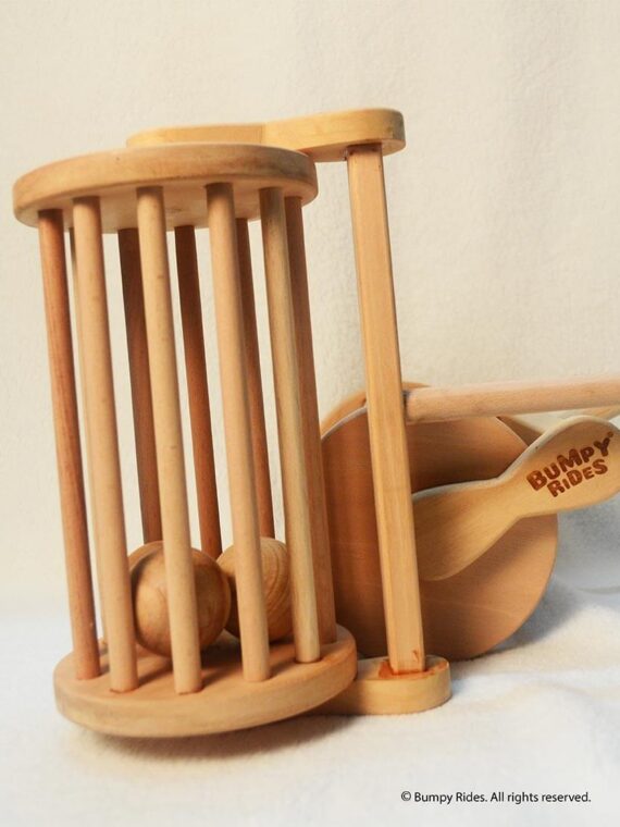 Wooden Rattling Push Wheel Walker Toy for Toddlers |  Wooden Rolling Push-Pull Wheeler