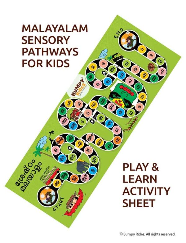 Hopscotch Malayalam Sensory Pathways (Learn While Play)  | 8x3 Feet | Finest Quality Print | Highly Durable