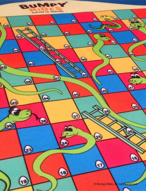 Fabric Printed Classic Snake & Ladder and Ludo Game with Wooden Dice & Colorful Stones (2 in 1)