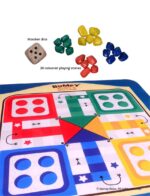 Fabric Printed Classic Snake & Ladder and Ludo Game with Wooden Dice & Colorful Stones (2 in 1)