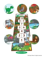 Kids Hopscotch Game Sheet | Jungle Themed Design | Colourful Printing | 8x3 Feet | Highly Durable