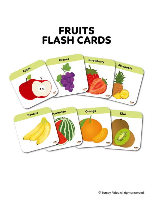 Fruit Themed Visual Stimulation Cards for 1+ Year Babies - 15x15cms - 12 cards