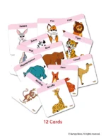 Animal Themed Large Size Flashcards for Kids (15x15 cms) - 12 Cards